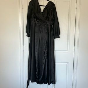 Black formal dress. Made in china, silk with layers.